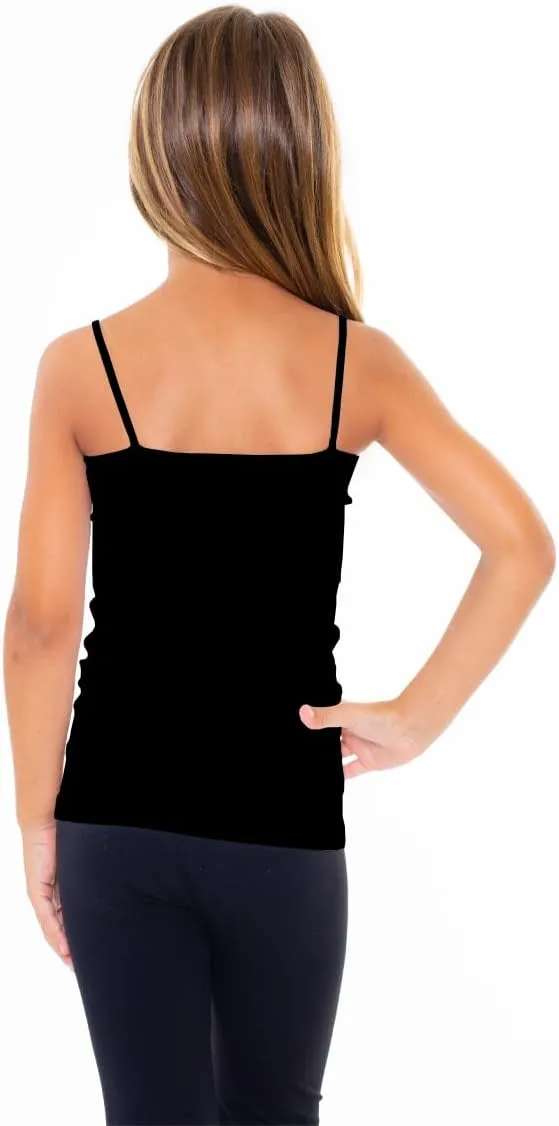 Girls Full Sleeveless Camisole Tank Tops  Stretch Undershirts Comfortable Camis (One Size Fits Ages 7-10)