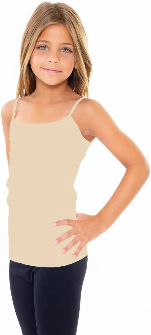 Girls Full Sleeveless Camisole Tank Tops  Stretch Undershirts Comfortable Camis (One Size Fits Ages 7-10)
