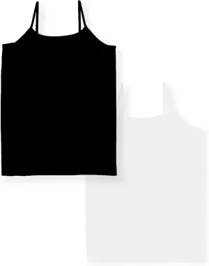 Girls Full Sleeveless Camisole Tank Tops  Stretch Undershirts Comfortable Camis (One Size Fits Ages 7-10)