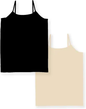 Girls Full Sleeveless Camisole Tank Tops  Stretch Undershirts Comfortable Camis (One Size Fits Ages 7-10)