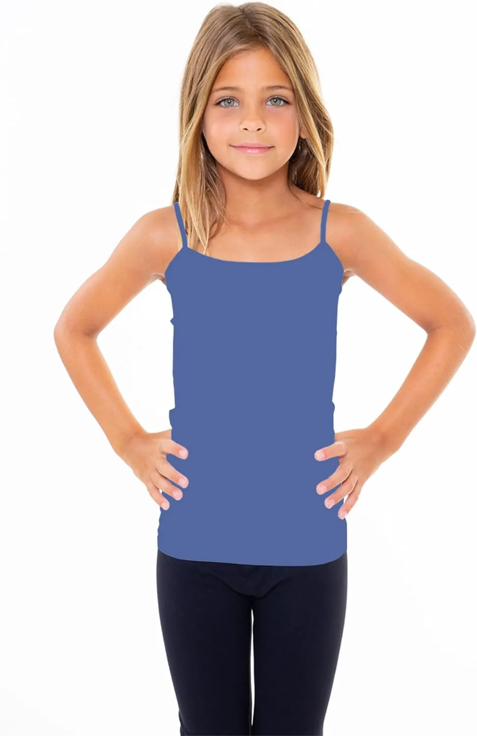 Girls Full Sleeveless Camisole Tank Tops  Stretch Undershirts Comfortable Camis (One Size Fits Ages 7-10)