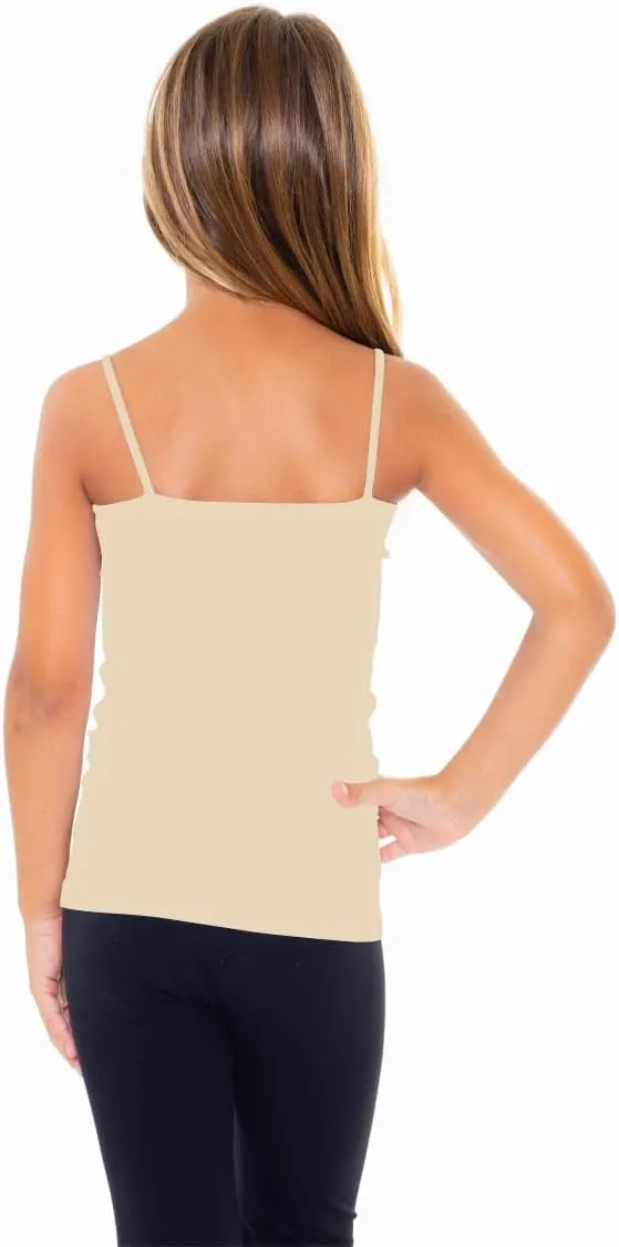 Girls Full Sleeveless Camisole Tank Tops  Stretch Undershirts Comfortable Camis (One Size Fits Ages 7-10)
