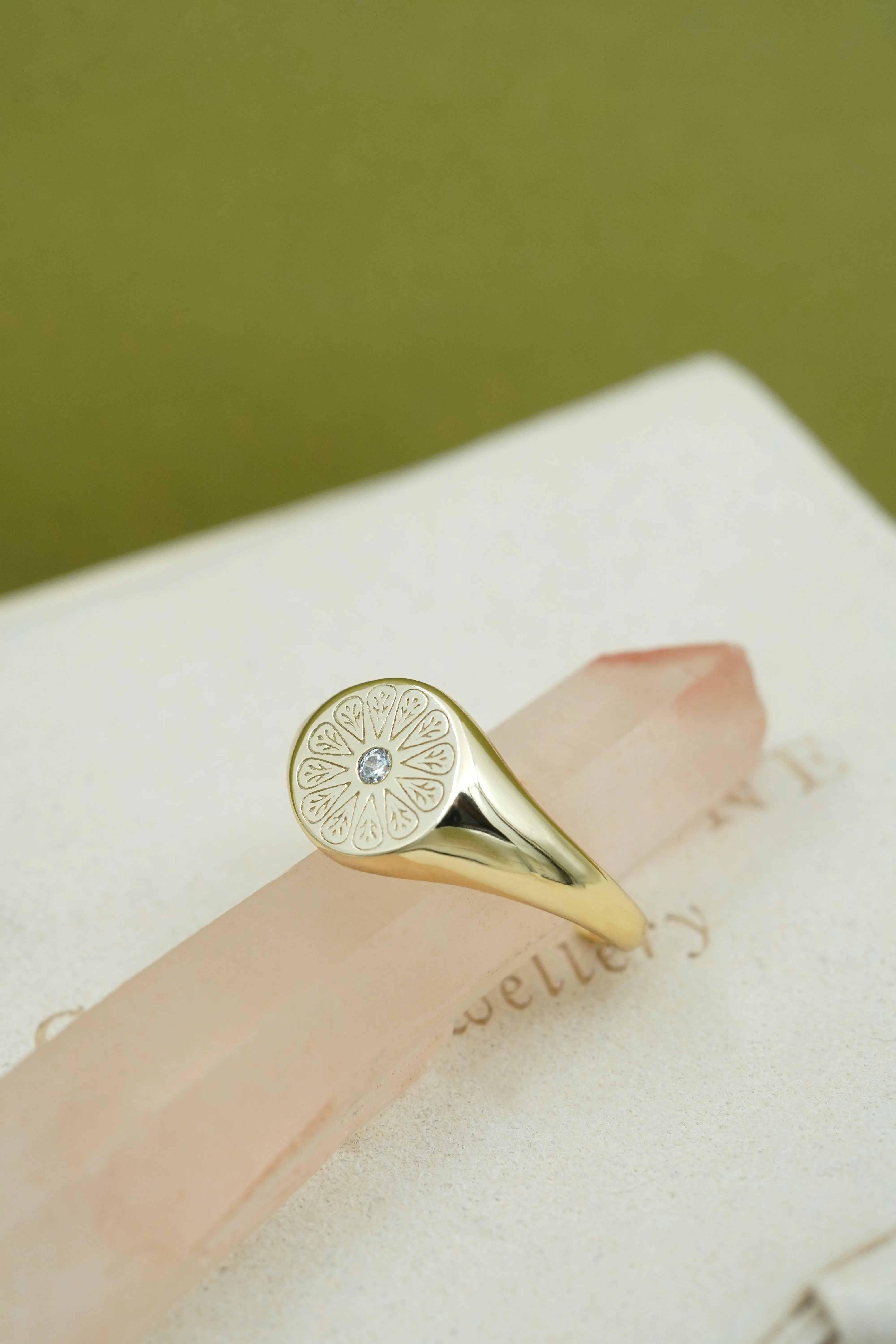 Gold Birthstone Ring - April/Crystal