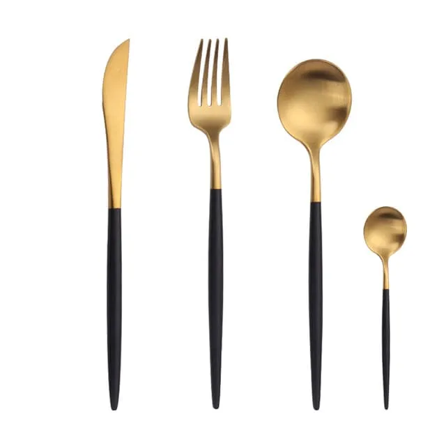 Gold Cutlery Set Forks Spoons Knives
