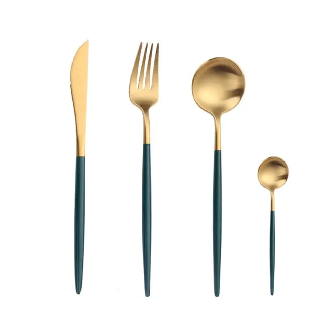 Gold Cutlery Set Forks Spoons Knives