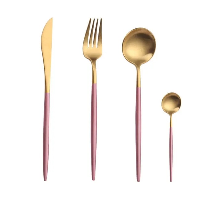 Gold Cutlery Set Forks Spoons Knives