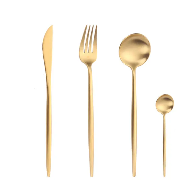 Gold Cutlery Set Forks Spoons Knives
