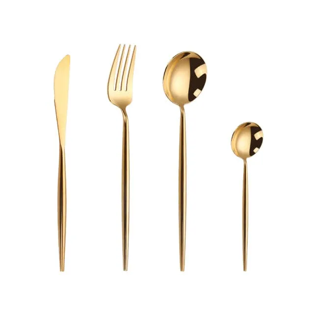 Gold Cutlery Set Forks Spoons Knives