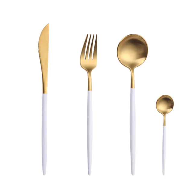 Gold Cutlery Set Forks Spoons Knives