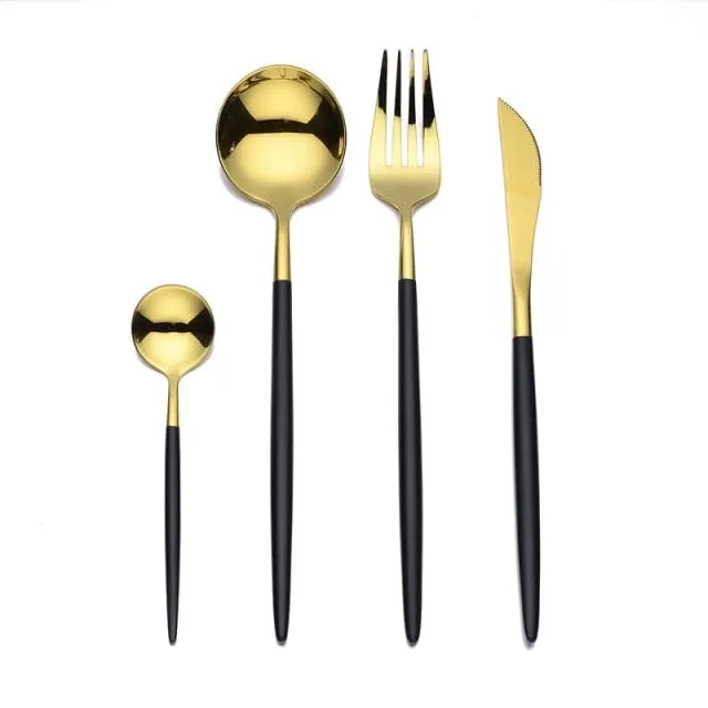 Gold Cutlery Set Forks Spoons Knives