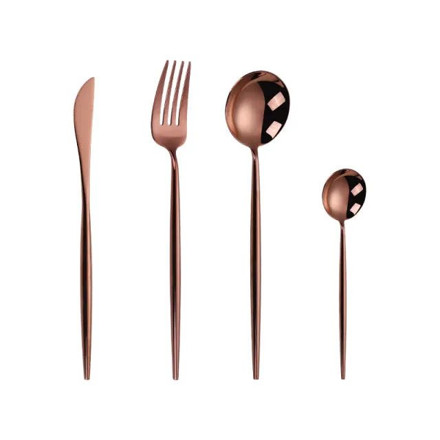 Gold Cutlery Set Forks Spoons Knives