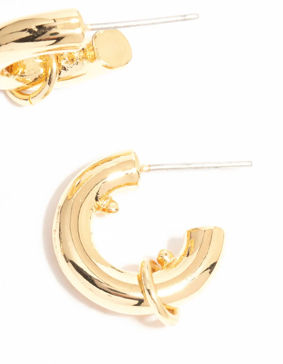 Gold Plated Mini Chubby Rondell Hoop Earrings