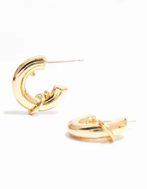 Gold Plated Mini Chubby Rondell Hoop Earrings