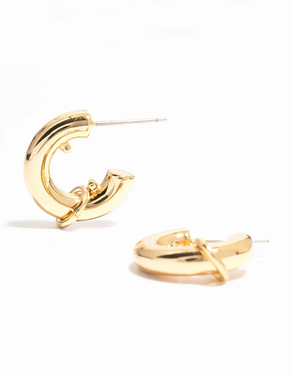 Gold Plated Mini Chubby Rondell Hoop Earrings