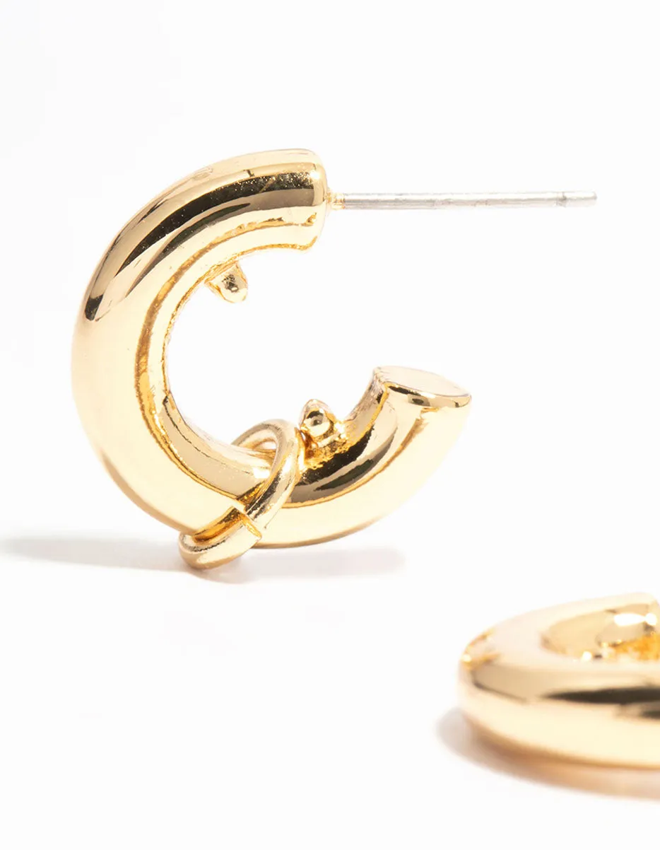 Gold Plated Mini Chubby Rondell Hoop Earrings