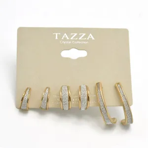 GOLD SET OF 3 GLITTER POST EARRINGS #SQGN1031-0009