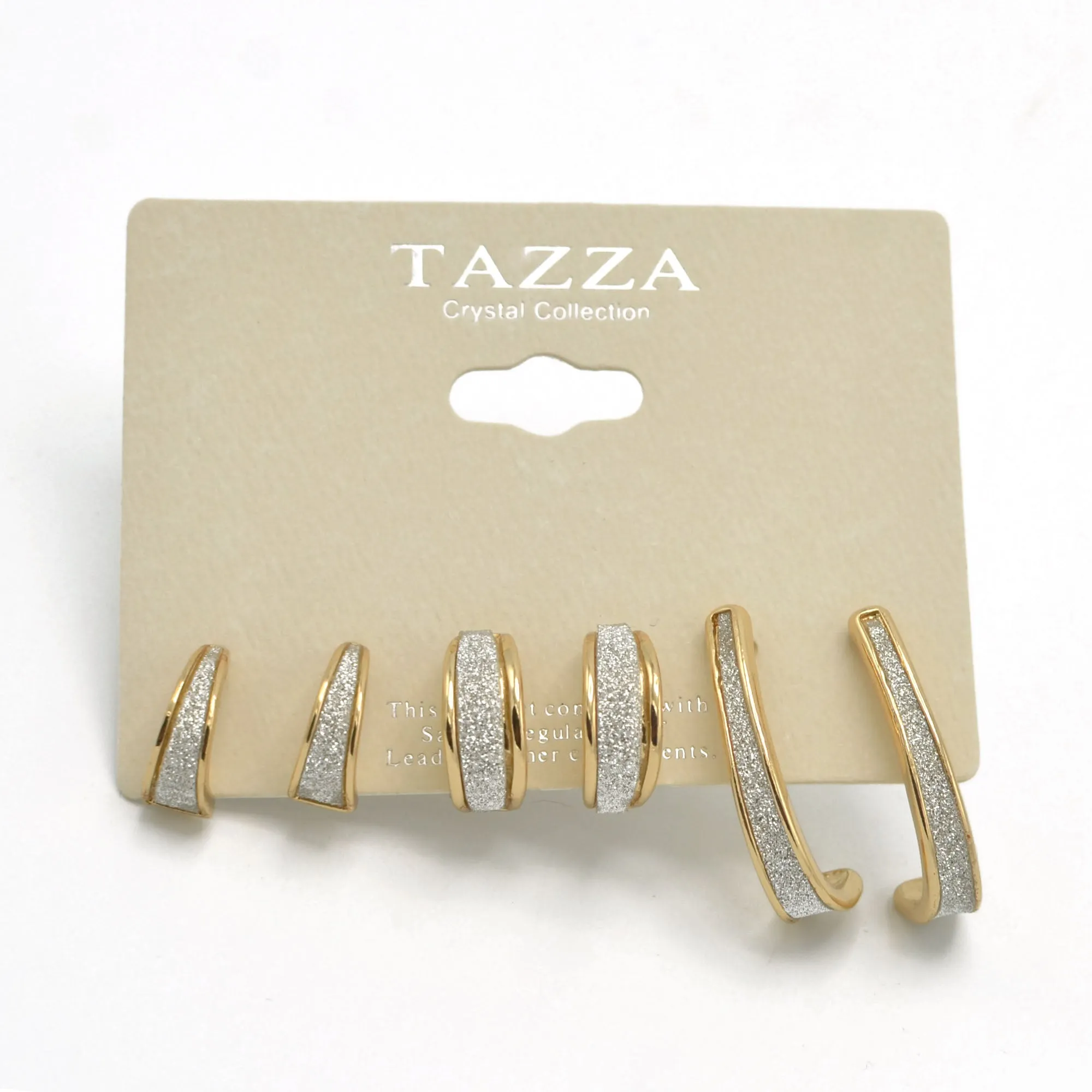 GOLD SET OF 3 GLITTER POST EARRINGS #SQGN1031-0009