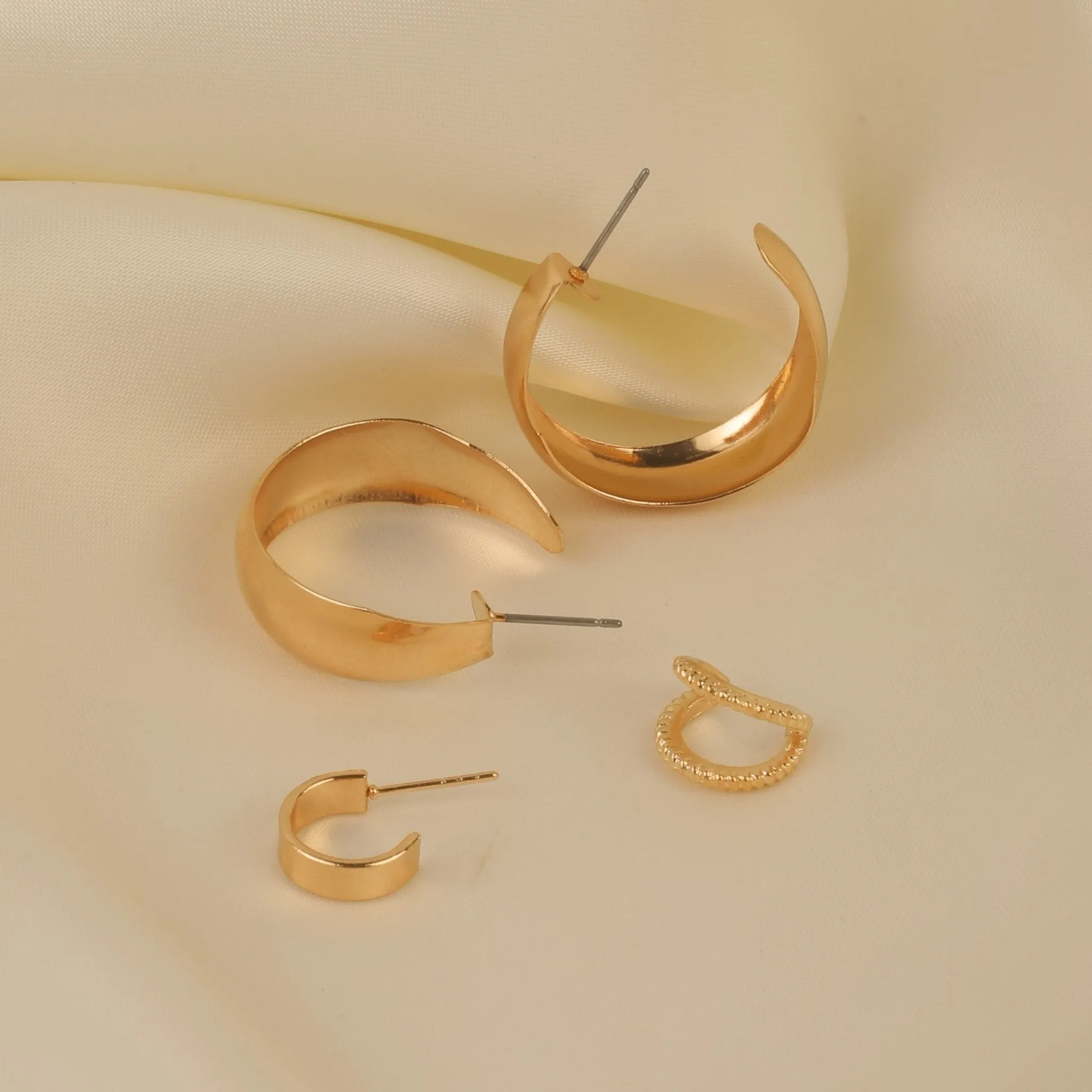 Golden Earrings Ear Cuff Set