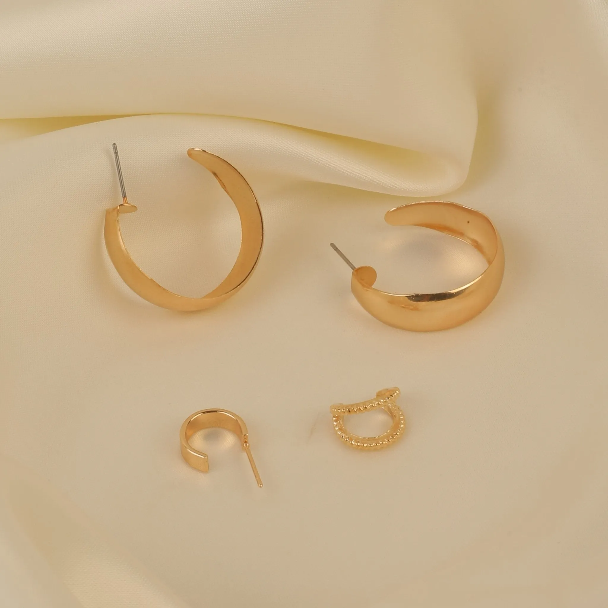 Golden Earrings Ear Cuff Set