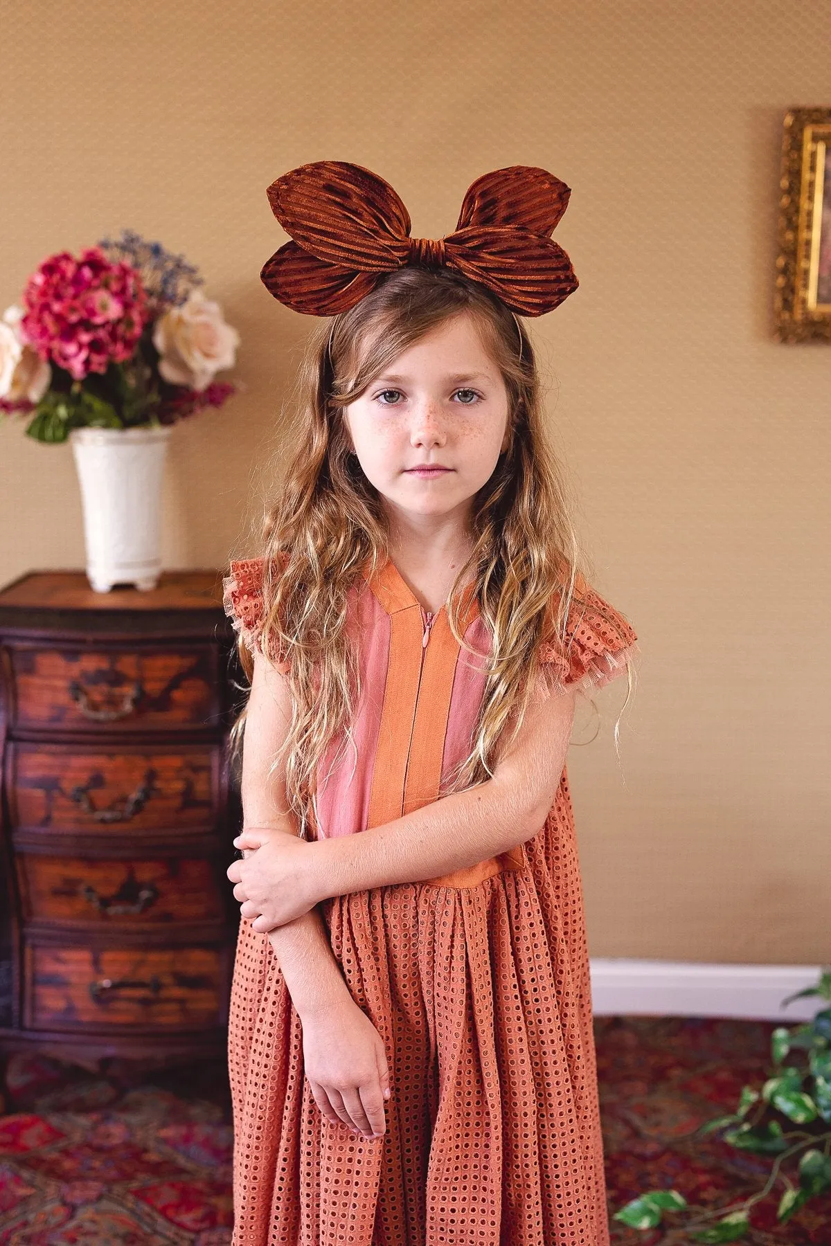 Growing Orchid Headband - Black Velvet Stripe