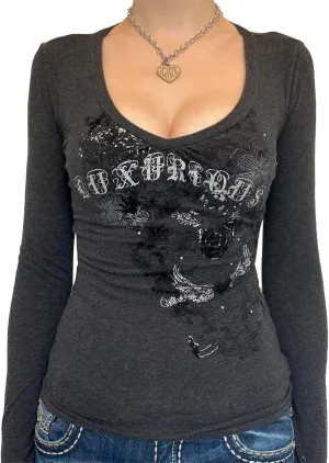 Grunge Clothes for Women Y2K Tops Long Sleeve Fairy Grunge Aesthetic Shirts Teen Girls Vintage Graphic Tees Fall
