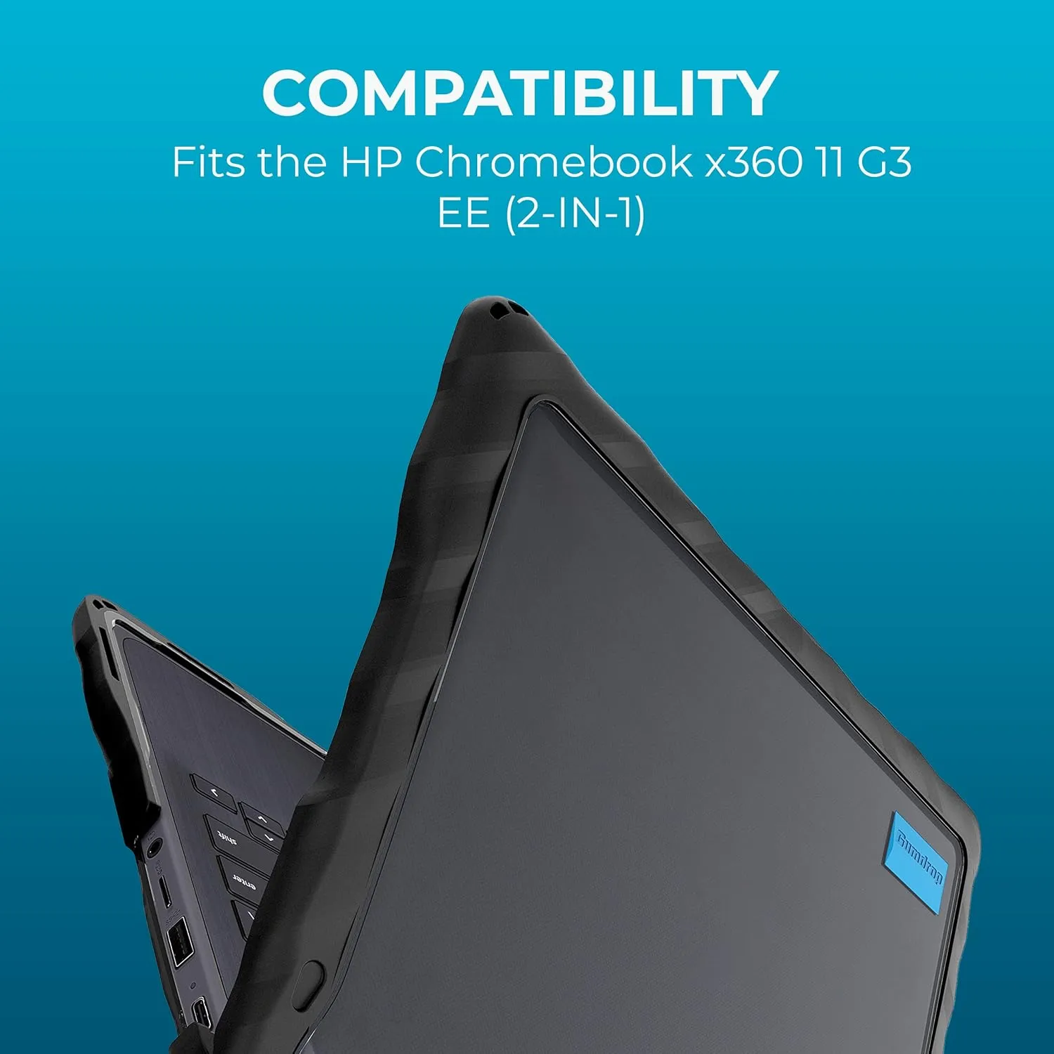 Gumdrop DropTech Laptop Case Fits HP Chromebook x360 11 G3 EE (2in1) Designed for K-12 Students, Teachers and Classrooms  Drop Tested, Rugged, Shockproof Bumpers for Reliable Device Protection Black