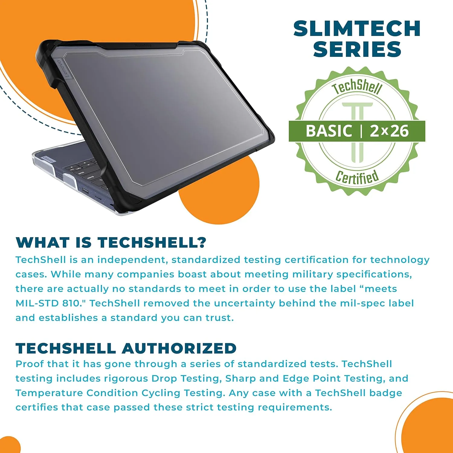 Gumdrop SlimTech Laptop Case Fits Lenovo 100e | 100w Gen 3 (11-inch, AMD) Designed for K-12 Students Teachers Classrooms  Drop Tested Rugged Shockproof Bumpers for Reliable Device Protection  Black