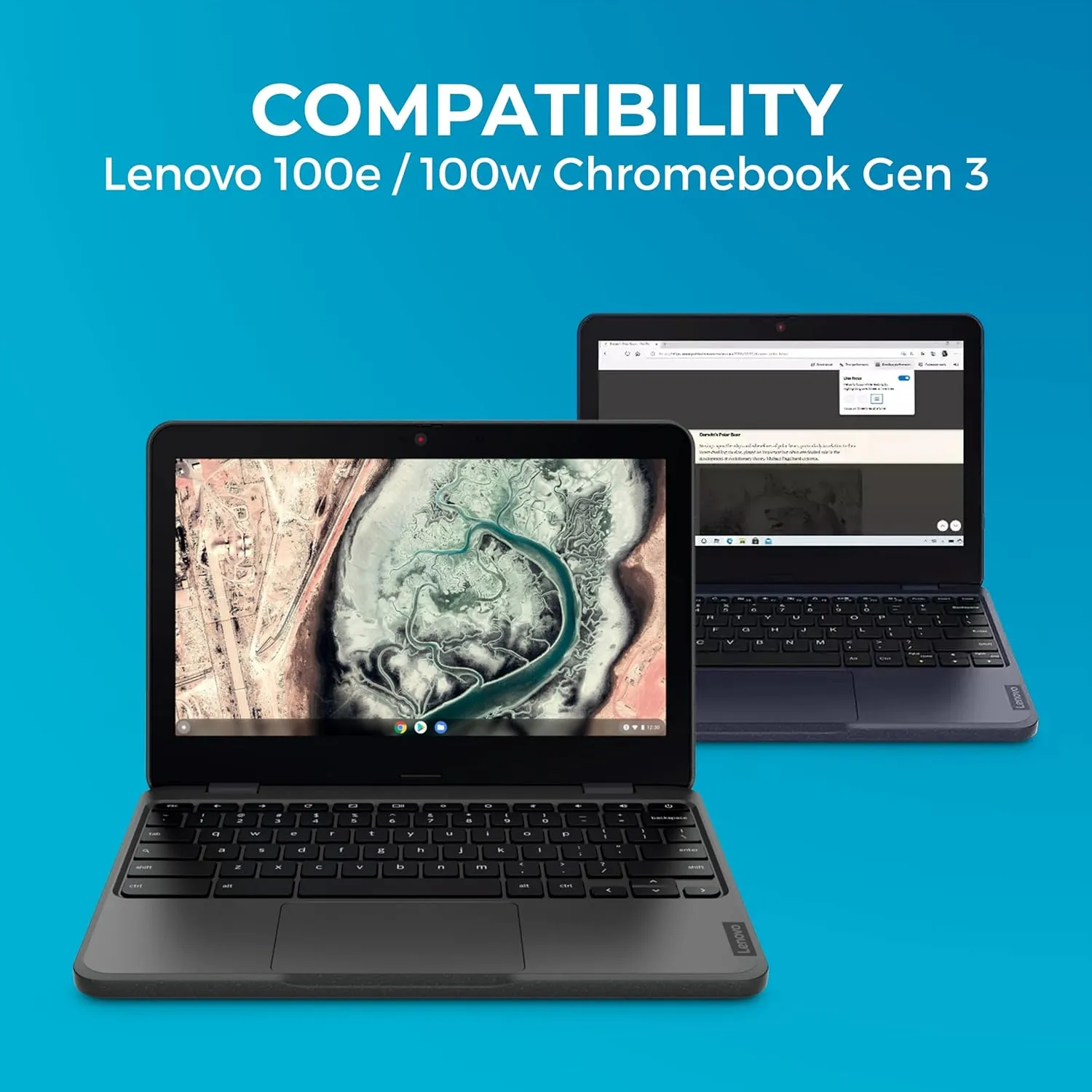 Gumdrop SlimTech Laptop Case Fits Lenovo 100e | 100w Gen 3 (11-inch, AMD) Designed for K-12 Students Teachers Classrooms  Drop Tested Rugged Shockproof Bumpers for Reliable Device Protection  Black