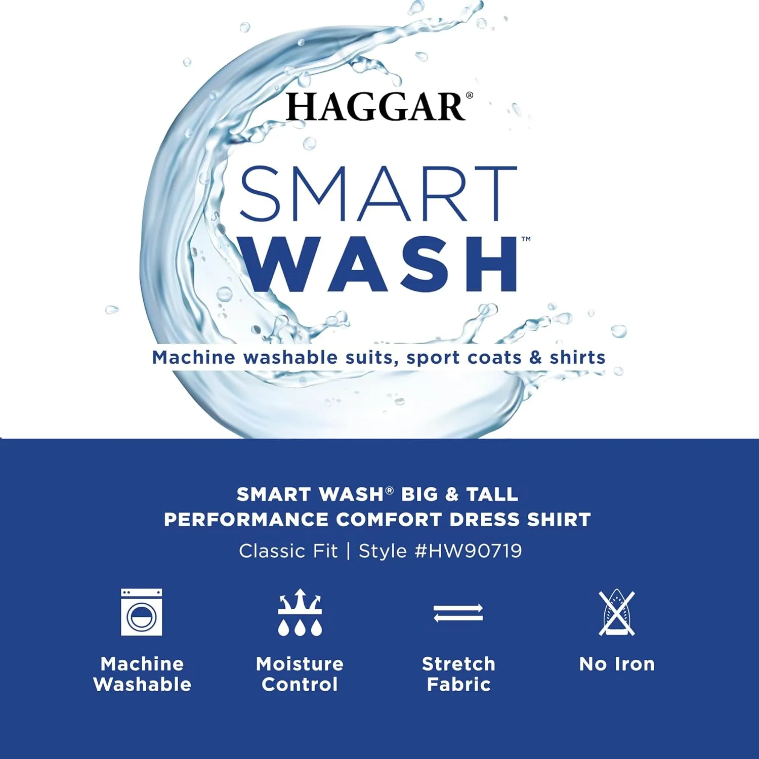 Haggar Men's Smart Wash Classic Fit Comfort Stretch Dress Shirt-Big Or Tall Sizes