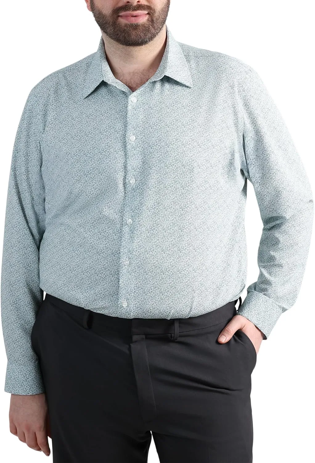 Haggar Men's Smart Wash Classic Fit Comfort Stretch Dress Shirt-Big Or Tall Sizes