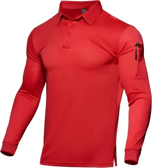 Haimont Men's Performance Dry Fit Polo Shirt Short and Long Sleeve Golf Collared T-Shirts for Tactical Outdoor Hiking