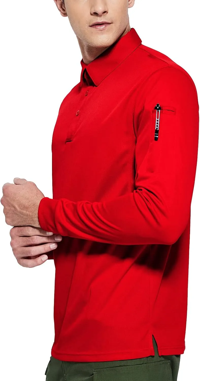 Haimont Men's Performance Dry Fit Polo Shirt Short and Long Sleeve Golf Collared T-Shirts for Tactical Outdoor Hiking