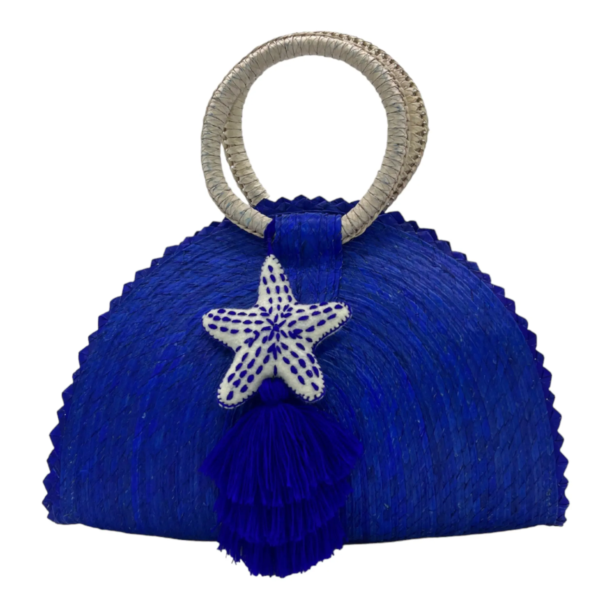 Hand Woven Crescent Purse with Pompon