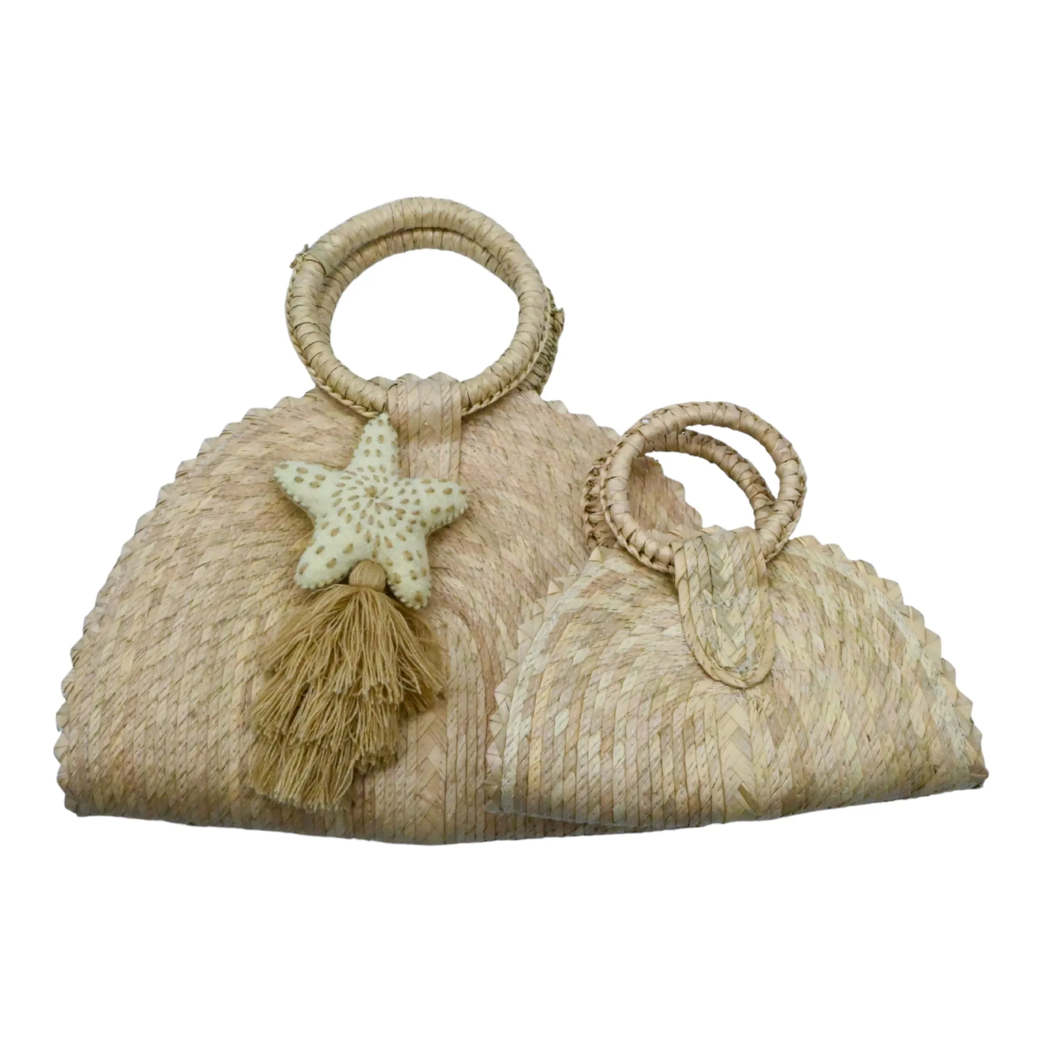 Hand Woven Crescent Purse with Pompon