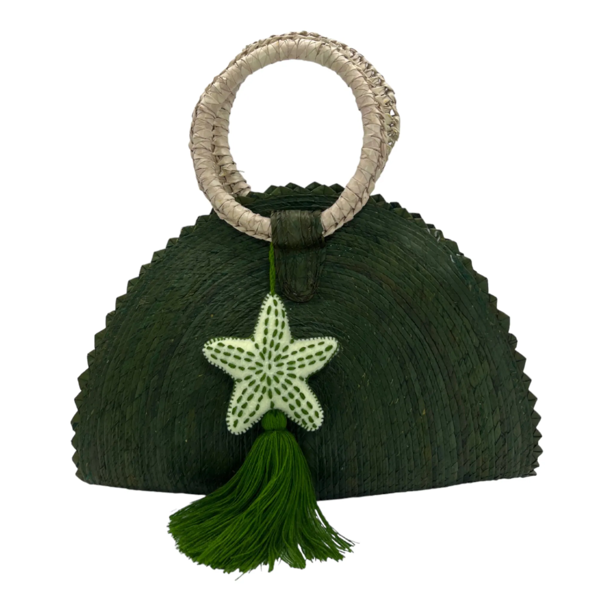 Hand Woven Crescent Purse with Pompon