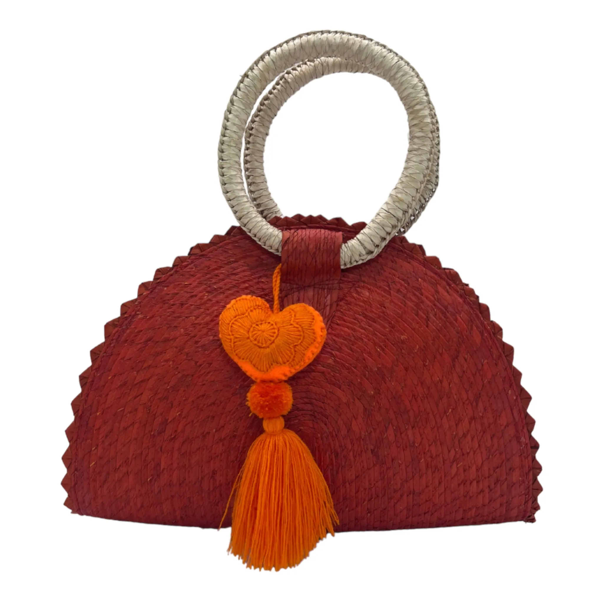 Hand Woven Crescent Purse with Pompon