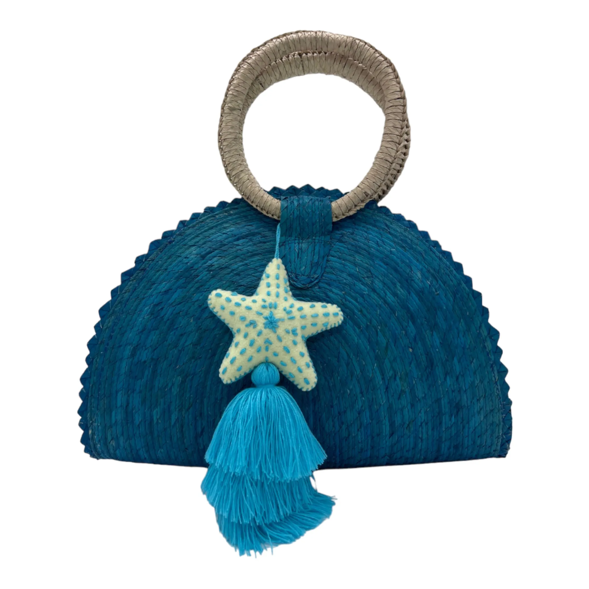 Hand Woven Crescent Purse with Pompon