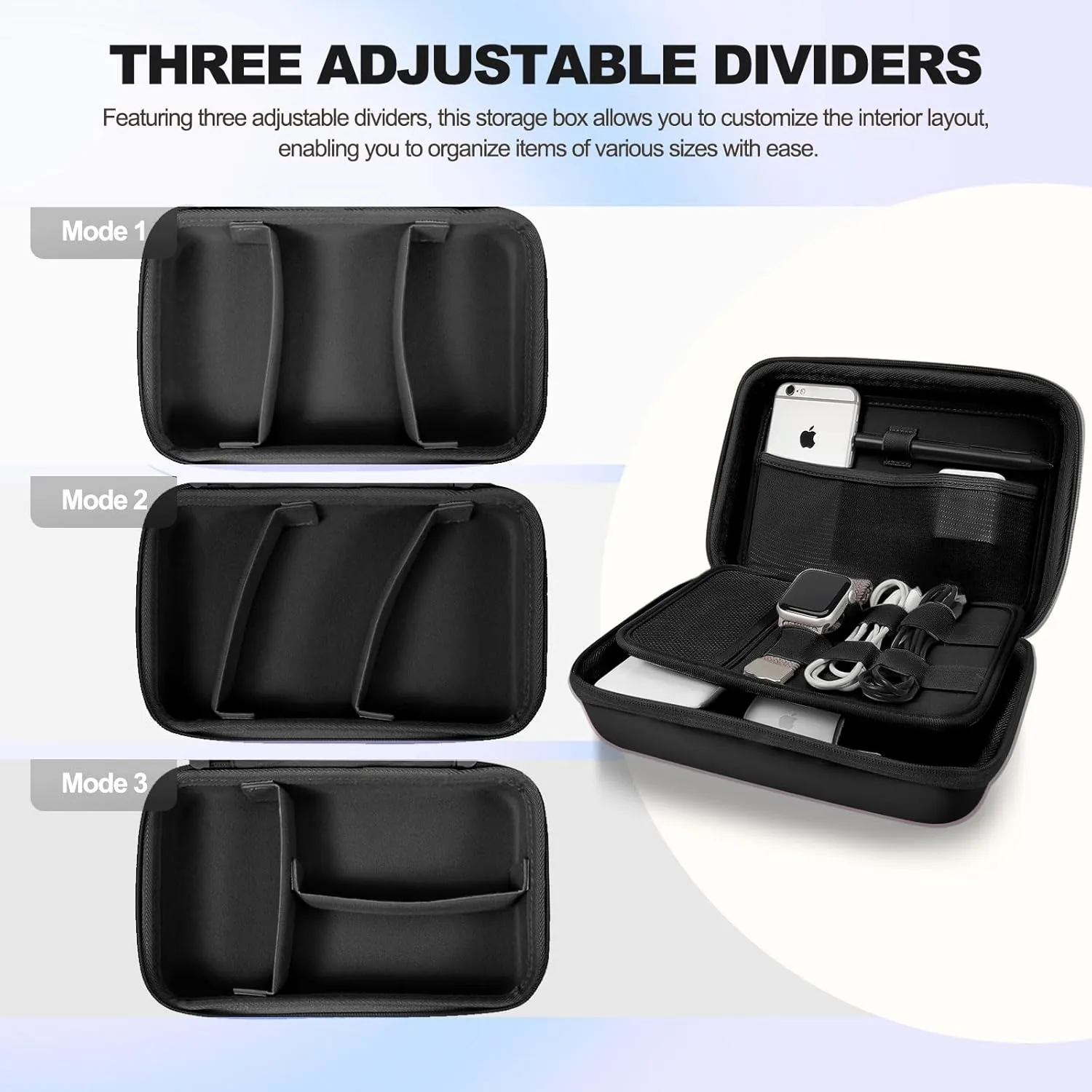 Hard Travel Electronic Organizer Case for Power Bank Chargers Cables USB Flash Drive SD Card Electronics & Backpack Organizer Travel Case Small Portable Accessories Bag, Black