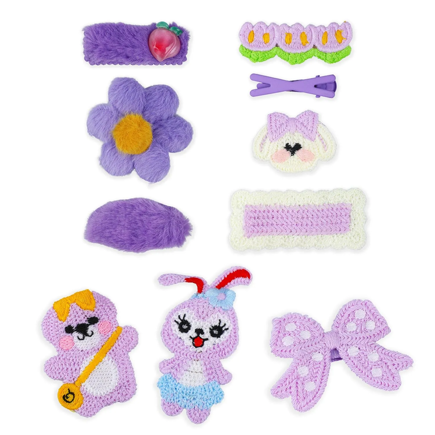 Helen Floral Hair Clips Set 10 Pcs - Purple