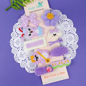Helen Floral Hair Clips Set 10 Pcs - Purple