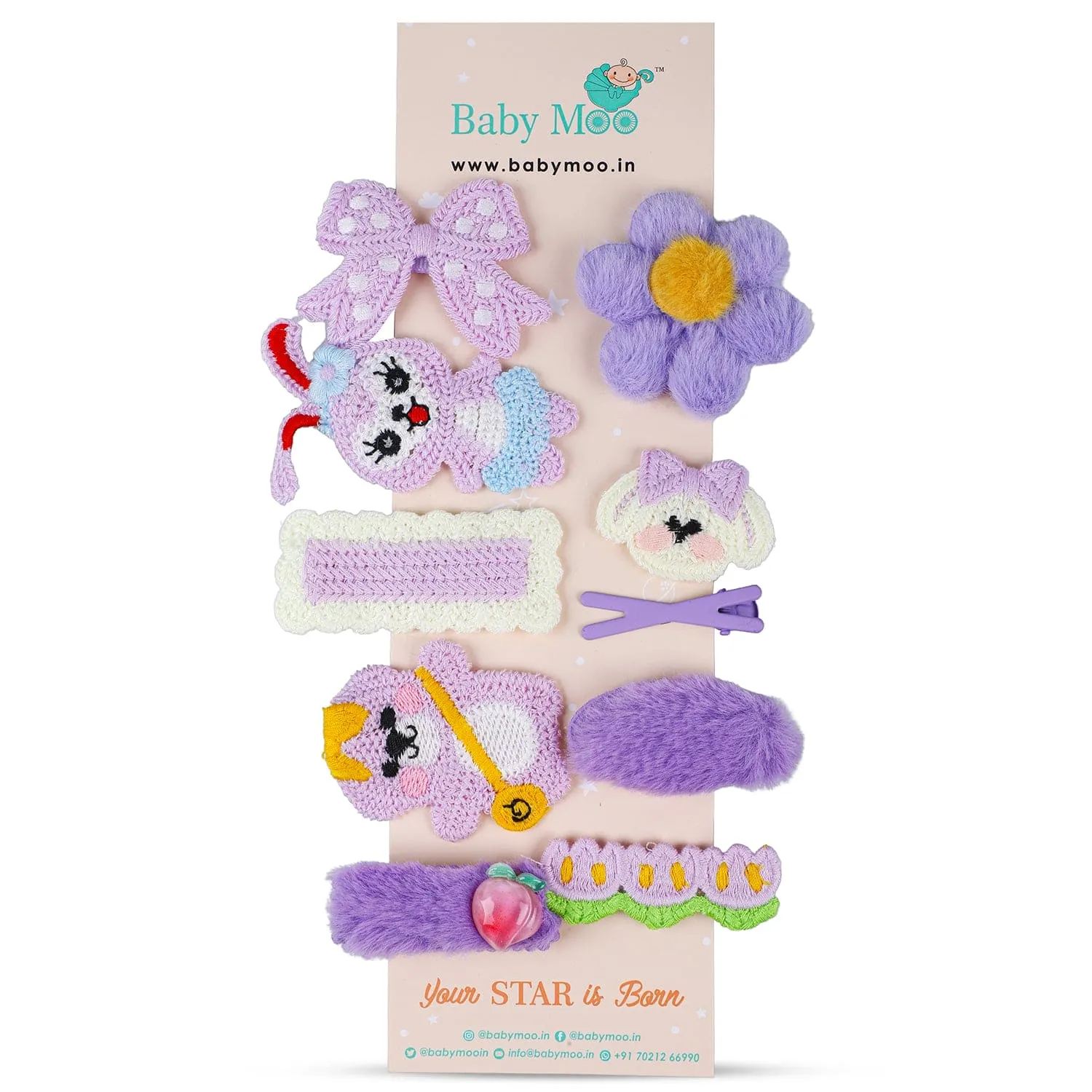 Helen Floral Hair Clips Set 10 Pcs - Purple