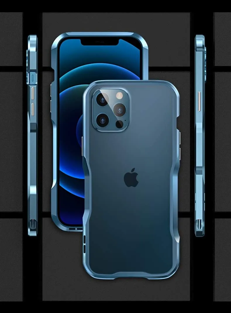 HENGHUI Aluminum Bumpers Compatible with iPhone 12 Pro Max 6.7-INCH Bumper Case Metal Frame Bumper Cover Shock Absorbent Slim Cool Design (iPhone12ProMax, Black Purple)