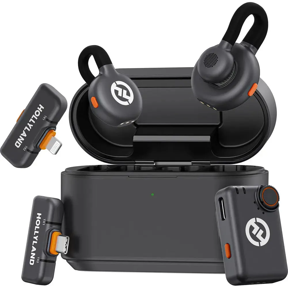 Hollyland LARK M2S Ultimate Combo 2-Person Wireless Microphone System for Cameras and Mobile Devices (Space Gray)