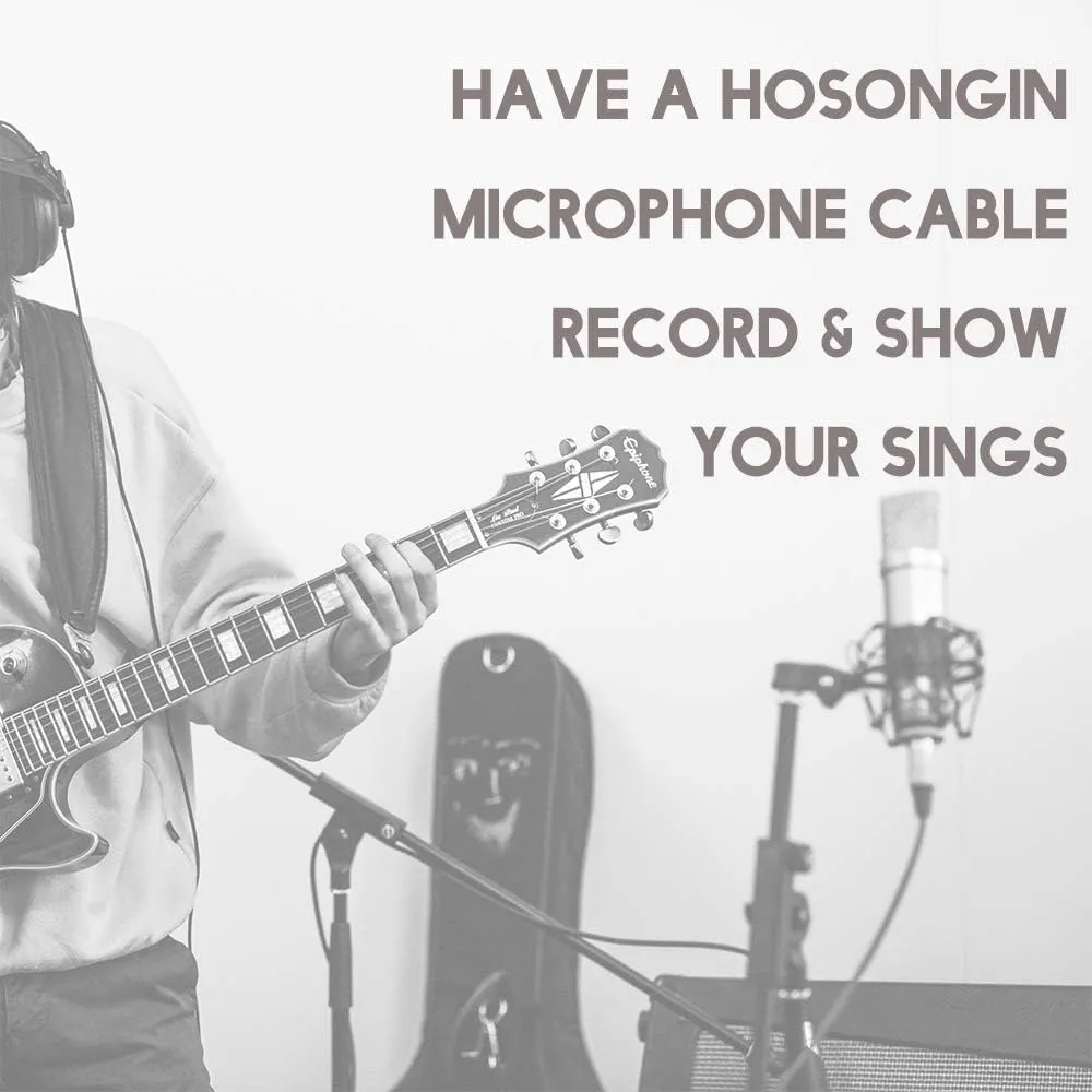 HOSONGIN XLR to USB Cable for Microphones, 48V Phantom Power Required for Condenser Microphones, Plug-and-Play Audio Adapter with Built-in DAC for Podcasting Recording Streaming and Karaoke, 10 Feet