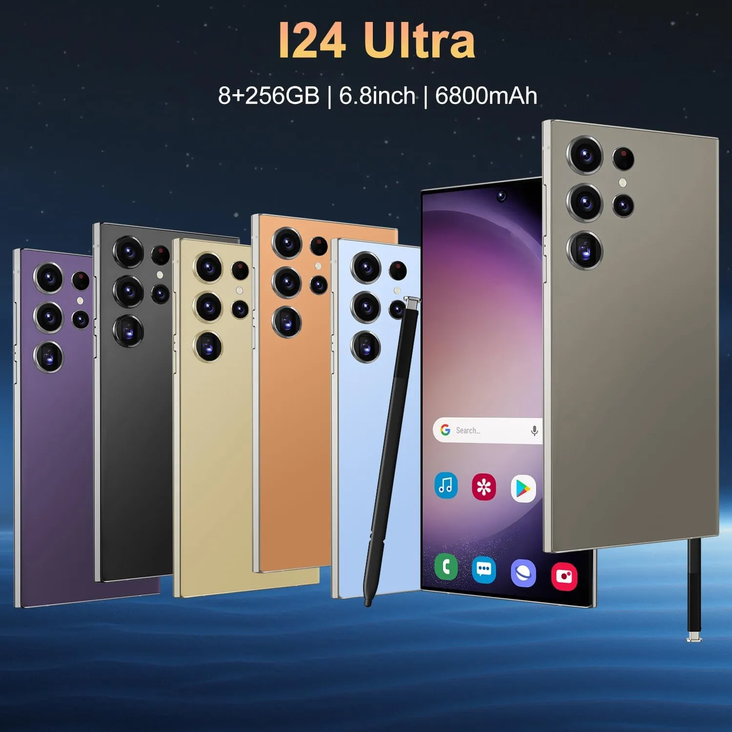 I24 Ultra 5G Smartphone,256GB Built in Pen The Cellphone,Unlocked Android 13.0,64MP Zoom Cameras 6.8HD Screen,6800mAh Long Battery Life,Dual SIM/Stylus/US Version Dumbphone(Titanium Purple)