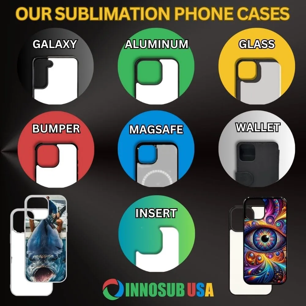 INNOSUB USA Sublimation Phone Cases Set of 5Pcs  Protective Case Compatible with iPhone Includes Aluminum Inserts  Rubber Cell Phone Case (iPhone 6/7/8 Plus-Black)