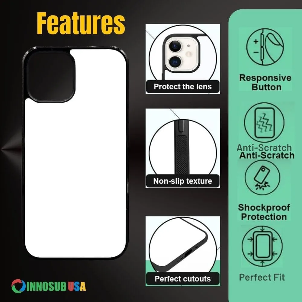 INNOSUB USA Sublimation Phone Cases Set of 5Pcs  Protective Case Compatible with iPhone Includes Aluminum Inserts  Rubber Cell Phone Case (iPhone 6/7/8 Plus-Black)