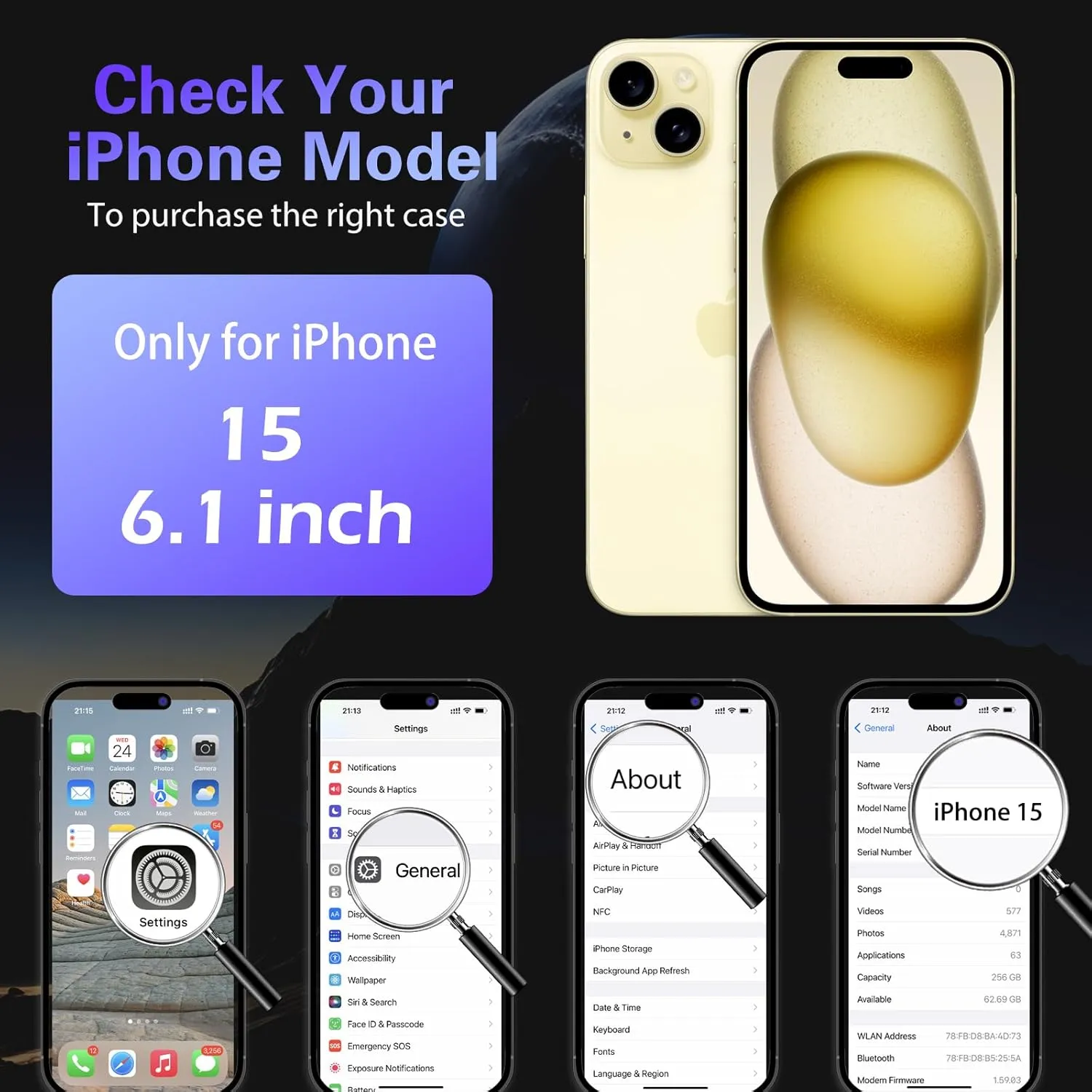 IYH 360 Rotatable Stand for iPhone 15 Phone Case [Compatible with Magsafe], Magnetic Ring Military Grade Shockproof Translucent Back,Matte(Gray)