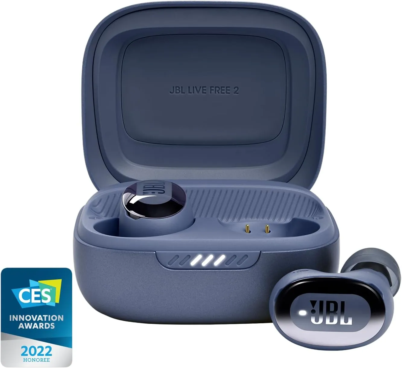 JBL Live Free 2 - True Wireless Noise Cancelling Earbuds, Up to 35hrs of Playtime, 6 mics for Perfect Calls with Zero Noise, IPX5 Waterproof, Oval Tubes for Better Comfort, Isolation, & bass (Blue)