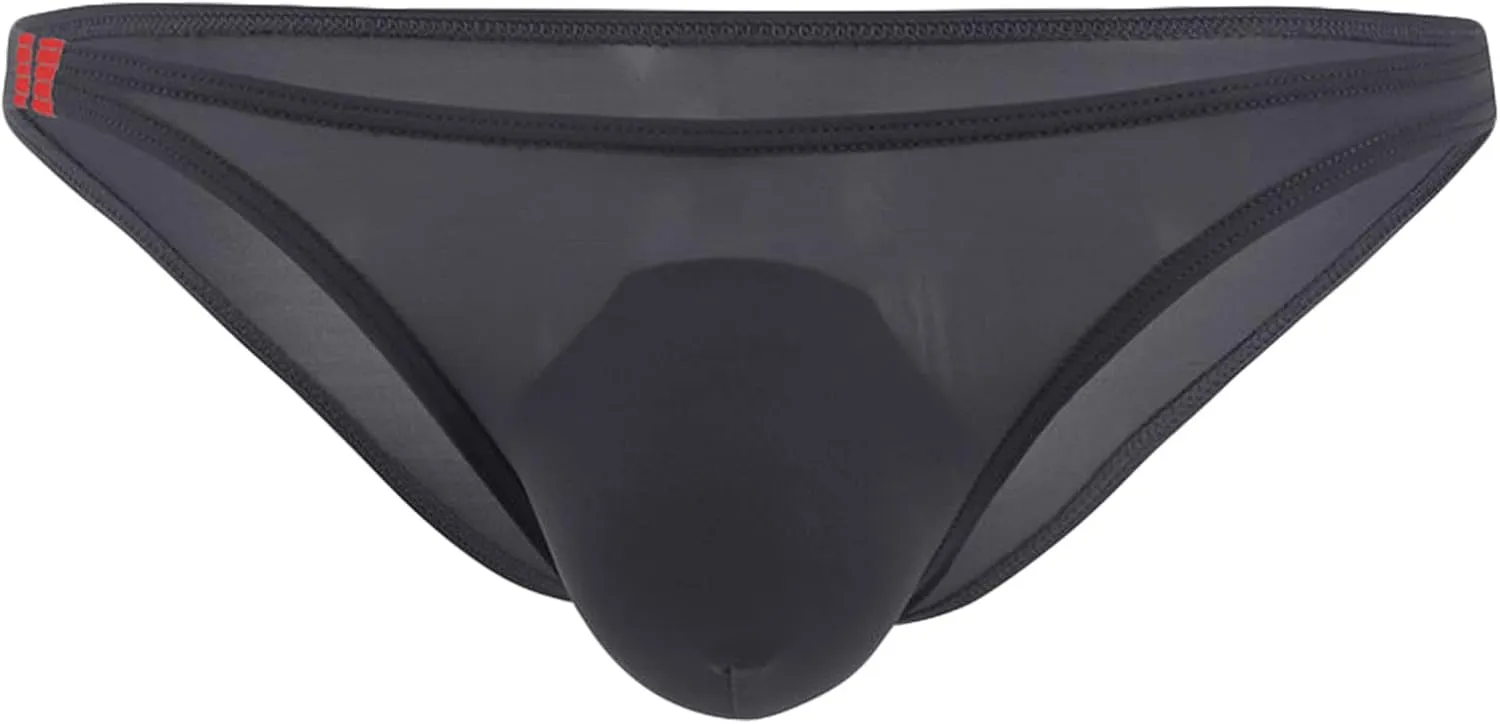 JEsilunmaMY Mens Ice Silk Thong Briefs Low Waist Bulge Pouch Bikini Underwear See Through Comfortable Underpants Swimwuit
